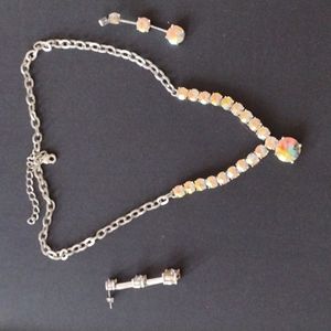 Designer Necklace and Pierced Earring Set